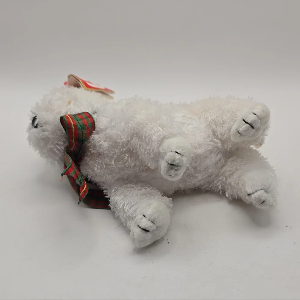 Ty Beanie Babies Kirby White Cat Beanbag Plush w/ Plaid Ribbon 2001